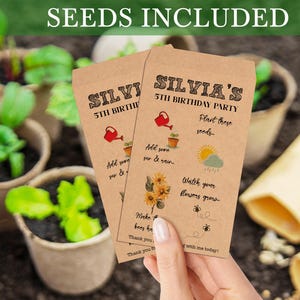 5th Birthday Wildflower Seed Packets/Custom Seed Packets for Birthday Party Favors/Seed Thank You Gifts with Envelopes/Birthday Celebrations