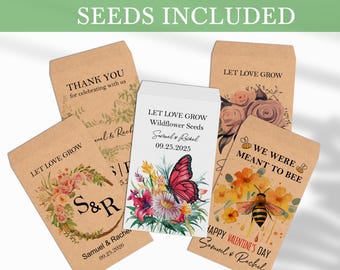 Personalized Wildflower Seed Packet Wedding Favors with Seeds Custom Seed Packets Favor for Bridal Shower Guest Wedding Seed Favors in Bulk