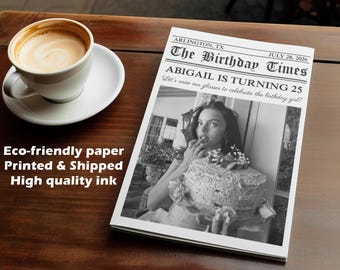Eco-friendly Birthday Party Invite Newspaper Printed/Editable Newspaper Birthday Timeline/Large Newspaper/Birthday Newspaper for Photoshoot