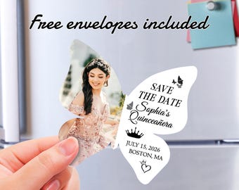 Personalized Mis Quince Años Magnet Favor with Photo, Save the Date Magnet Card, Custom Birthday Party Favors, Bulk Quinceañera Guest Favors