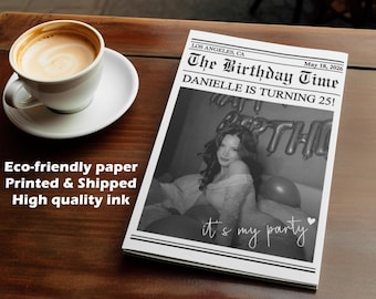 Shipped and Printed Birthday Large Newspaper, Custom Birthday Party Favors, Editable Birthday Newspaper For Photography, Birthday Gift Ideas