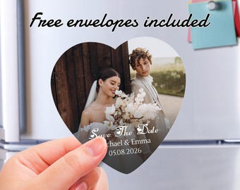 Save The Date Magnets, Personalized Wedding Invitation Cards, Wedding Magnets with QR Code, RSVP Magnet with Picture, Bulk Favors for Guests