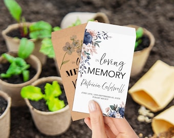 Bulk Memorial Favors Seed Included, Personalized Seed Packets for Funeral Service, Celebration of Life Memento, Loved Ones Remembrance Gifts