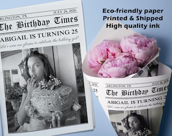 Birthday Newspaper for Photoshoot, Custom Birthday Timeline Newspaper Printed, Editable Newspaper Birthday/Large Newspaper Baby Announcement