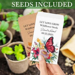 Wedding Seed Packets/Wedding Favors/Bridal Shower Favors/Bulk Wildflower Seed Packets with Seeds/Floral Favors/Let Love Grow Wedding Favors