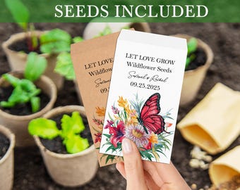 Wedding Seed Packets/Wedding Favors/Bridal Shower Favors/Bulk Wildflower Seed Packets with Seeds/Floral Favors/Let Love Grow Wedding Favors