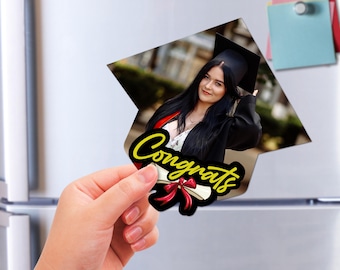 Imanes para birrete de graduación, regalos para invitados, regalo de agradecimiento, elegante recuerdo de graduación, promoción de 2026, imán con foto personalizado.