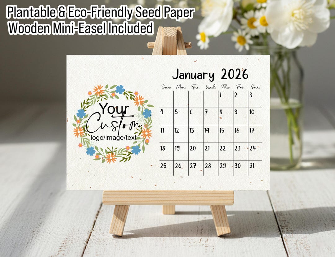 2026 Plantable Seed Paper Calendar, Watercolor Desk Calendar With Easel ...