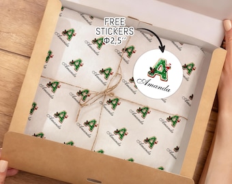 Christmas Tissue Paper Sheets | Custom Name Christmas Tissue Paper | Holiday Gift Wrapping | Small Business Packaging | Xmas Trees Gift Wrap