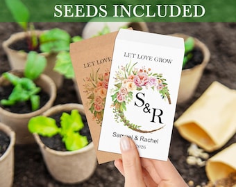 Custom Wedding Seed Packets, Personalized Wedding Wildflower Seed Packet, Wedding Seed Favors in Bulk, Let Love Grow, Wedding Seed Envelope