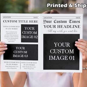 Personalized Printed and Shipped Newspaper from Your Photo, Custom Newspaper Invitation for wedding, Birthday, Valentines Gift for Him & Her