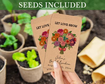 Let Love Grow Bridal Shower Seed Packets/Wedding Bridal Shower Seed Paper Invitation/ Spring Bridal Shower Decor/Custom Party Favors in Bulk