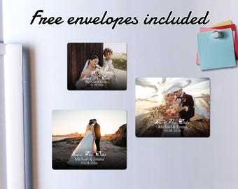 Save the Date Photo Magnet for Wedding Invitations, Bulk Custom Wedding Favors for Guests, Personalized Wedding Magnets, Save the Date Cards