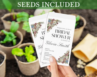 Bulk Bridal Shower Seed Favor Custom Seed Packet Favor for Shower Gift Favor Elegant Wedding Favor Idea Party Invitation Card for Bridal Tea
