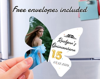 Mis Quince Años Personalized Magnet Favors – Custom Sweet 15 Gift, Quinceañera Party Photo Fridge Magnets, Birthday Party Invitation Magnets