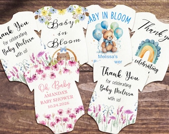 Custom Baby Shower Favors, Personalized Seed Paper Bodysuits (2.5" x 3.2") with Wildflower Seeds, Bulk Plantable Favors for Guests, Eco Gift