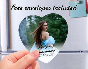 Mis Quince Años Personalized Magnet, Custom Sweet 15 and 16 Gift Photo Fridge Magnet, Quinceañera Party Favor & Birthday Invitation Keepsake