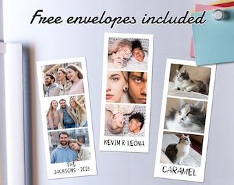 Custom Photo Booth Magnets – Personalized Photo Strips for Best Friends, Couples Gifts, Wedding Party Favors, Collage Picture Fridge Magnets