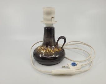 Fat Lava table lamp - lamp - Pan ceramic - table lamp - brown white - 18 cm high - 70s - Vintage - Mid Century - table lamp - ceramic
