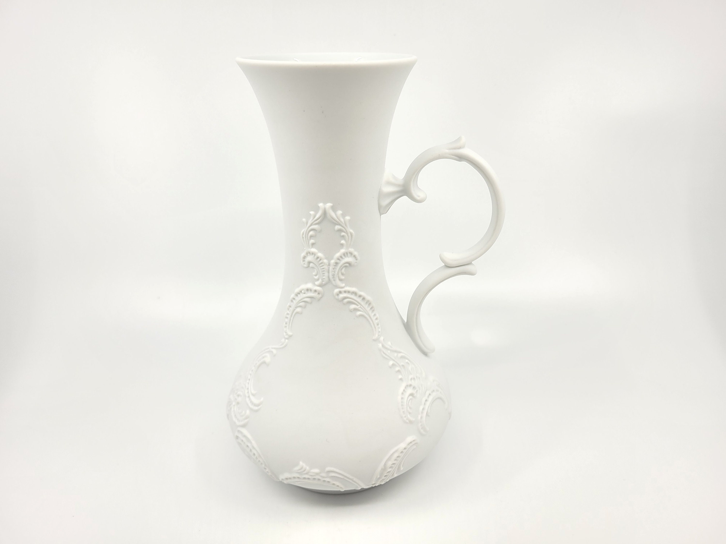 白いヴィンテージ素焼き花瓶 - KPM - 930/21 - ドイツ - 60年代