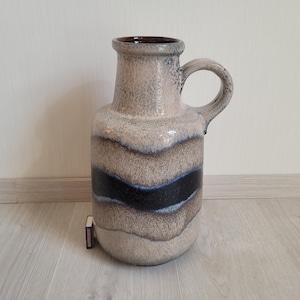 Floor vase Fat Lava - Scheurich 408-40 - vase - ceramic - handle vase - 60s - West Germany - blue brown grey - floor vase - ceramic