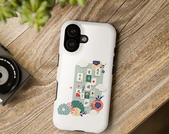Mahjong Tiles Illustration Phone Case | Impact-Resistant Case