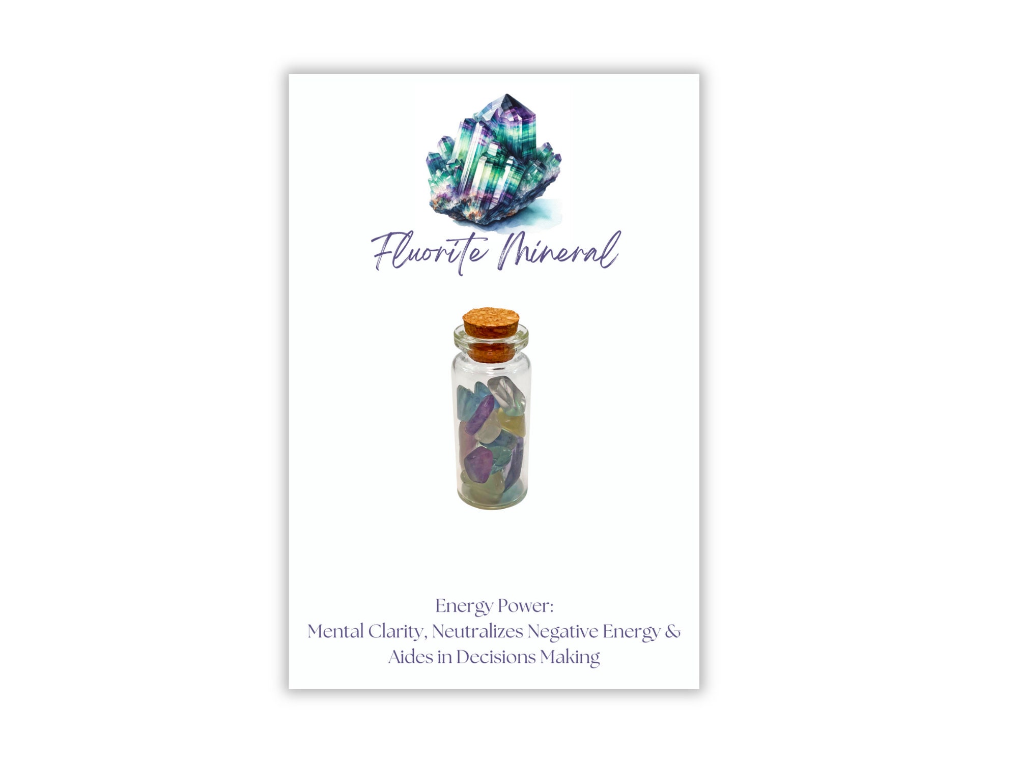 Fluorite Mineral in a Keepsake Glass Bottle, Well Being Gift for