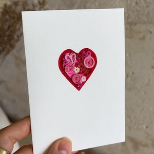 GRAN CORAZÓN 3D - Tarjeta de San Valentín con acuarela y papel filigranado - Tarjeta de regalo única hecha a mano