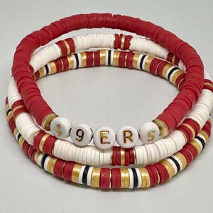 San Francisco 49ers Inspired Game Day Bracelet Set, Sports Bracelets, Game Day Bracelets