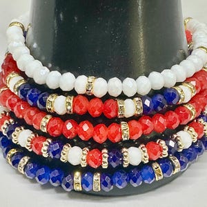 Patriotic Bracelet Set, Stacking Bracelets, Red White and Blue Bracelet Set, Stanley Cup Boot Topper Bracelet Set