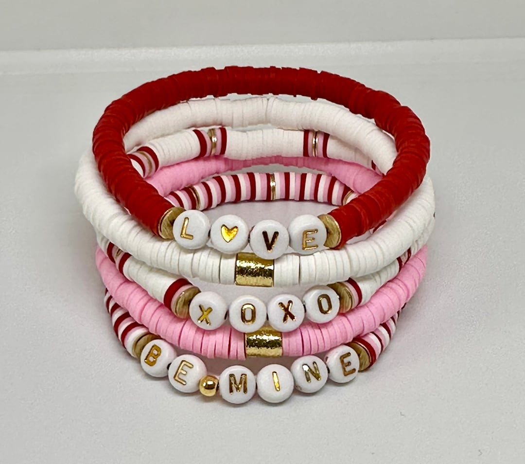 Valentines Bracelet Sets/ Valentines Day/valentines Gift/stacking Bracelets/beaded Bracelets