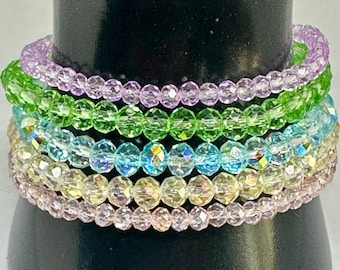 Set di braccialetti con perline dai colori pastello primaverili, braccialetti impilabili dai colori pastello