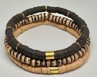 Set di bracciali Bark and Camel, bracciali impilabili, bracciali Boho