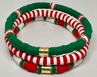 Set di braccialetti natalizi, braccialetti per le feste, braccialetti Heishi