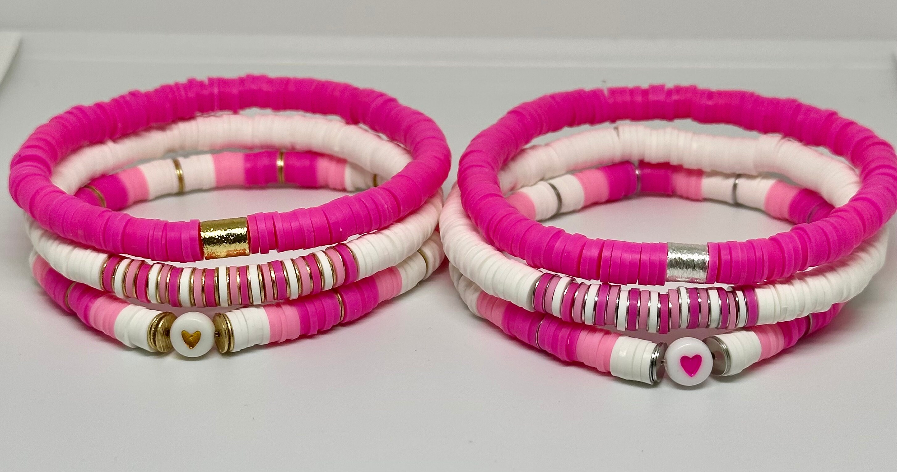 Set 7 Bracciali Elasticizzati San Valentino FAERLIIRY Con Ciondoli Cuore – Heishi Perline LOVE KISS XOXO Per Donne - 5