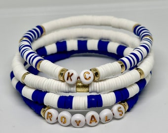 Kansas City Royals Bracelet Set, Blue and White Game Day Bracelets
