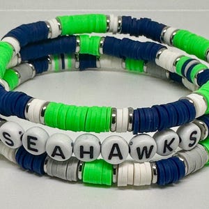 Set di braccialetti ispirati ai Seattle Seahawks per il giorno della partita, braccialetti della squadra, braccialetti preppy