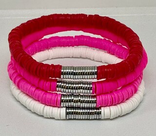 Ecally 96 Braccialetti San Valentino Per Donna In Argilla Rosa | Bracciali Elasticizzati Impilabili Con Perline A Cuore | Regali Amicizia Fai Da Te
