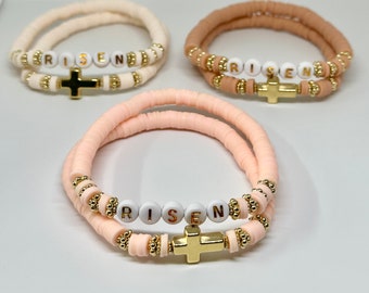 Set di braccialetti pasquali risorti, braccialetti pasquali, riempitivi per cestini pasquali, braccialetti cristiani, braccialetti Heishi