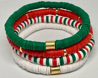 Set di braccialetti Heishi natalizi, braccialetti natalizi, braccialetti per le feste