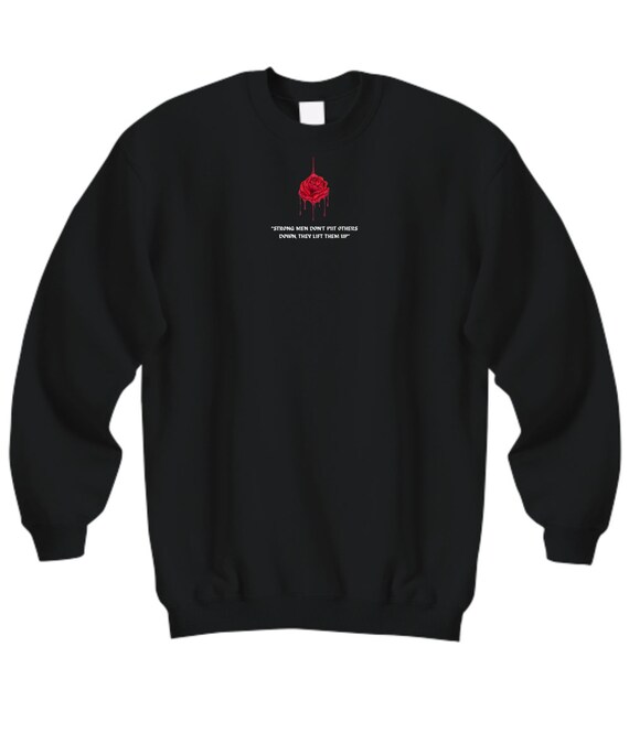 Black sweatshirt with red roses hot sale