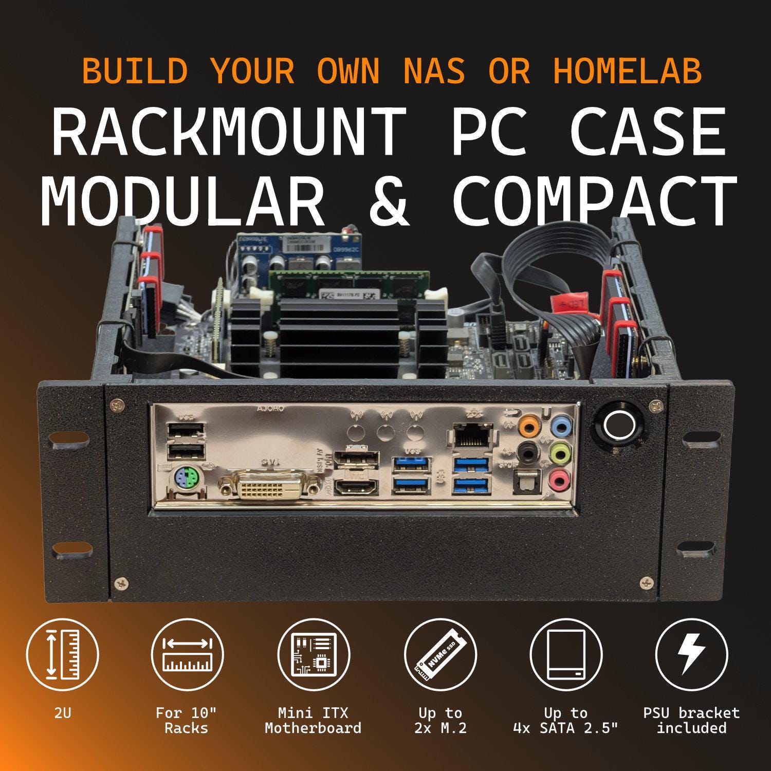 Truenas Computer Case Nanorack 2U – 10″ Rackable NAS Case for Mini-itx – PETG – Truenas ...