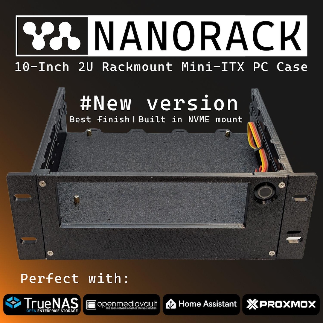 Truenas Rack Nanorack 2U – 10″ Rackable NAS Case for Mini-itx – PETG – Truenas ...