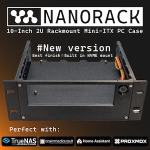 NanoRack 2U – 10″ Rackmount-NAS-Gehäuse für Mini-ITX – PETG – TrueNAS, OpenMediaVault, Home Assistant, Proxmox