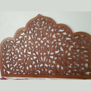 Brown Texas Leaf Carving Mandala Headboard Boho Above Bed Decor Bed Head Wall Art Hanging Home Bed Decoration Wall Panel