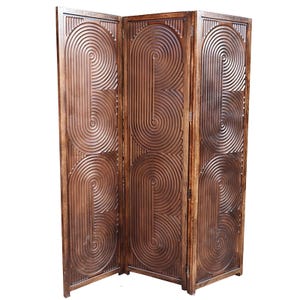 Handmade Walnut Brown Wooden Room Divider: Office & Home Decor