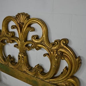 Wall Panel in Gold Antique Wash Wooden Carved Bed Headboard Wall Mounted Bed Head Tropical Home Decor
