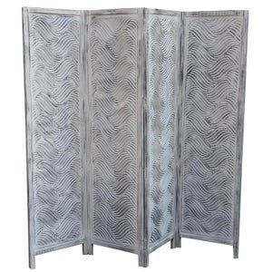 Handmade White Washed Wood Room Divider: Living Room Partition