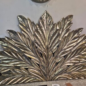 Palm Leaf Antique Gold Wash Morocco Headboard Coastal Living Home Decor Tropical Styles Traditional Carving Bed Decor