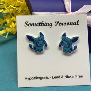 Glaceon - Pokemon Inspired Stud Earrings -Gift Boxed - Chibi Cute - Eeveelution